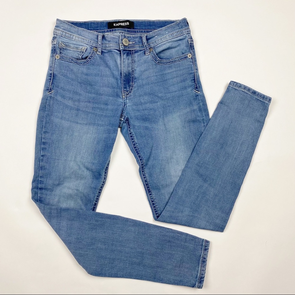 EXPRESS Mid-Rise Light Wash Jean Leggings Jegging - Size 6R